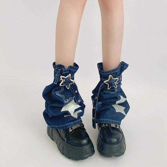 Y2K Star Denim Leg Warmers: Trendy Outfit Ideas for Concerts & Casual Looks