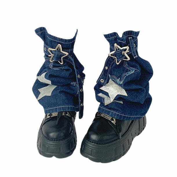 Y2K Star Denim Leg Warmers: Trendy Outfit Ideas for Concerts & Casual Looks