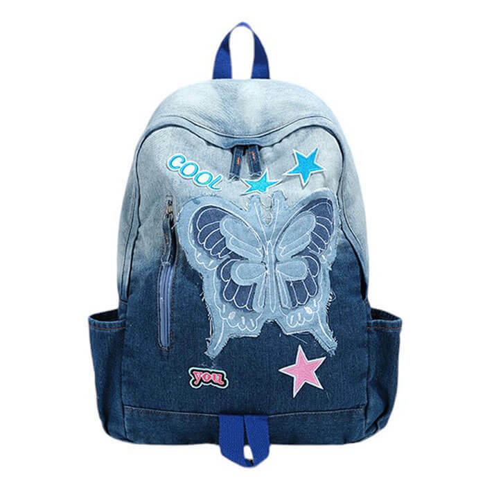 Y2K Style Butterfly Denim Backpack | Cute 2000s Outfits & Fashion