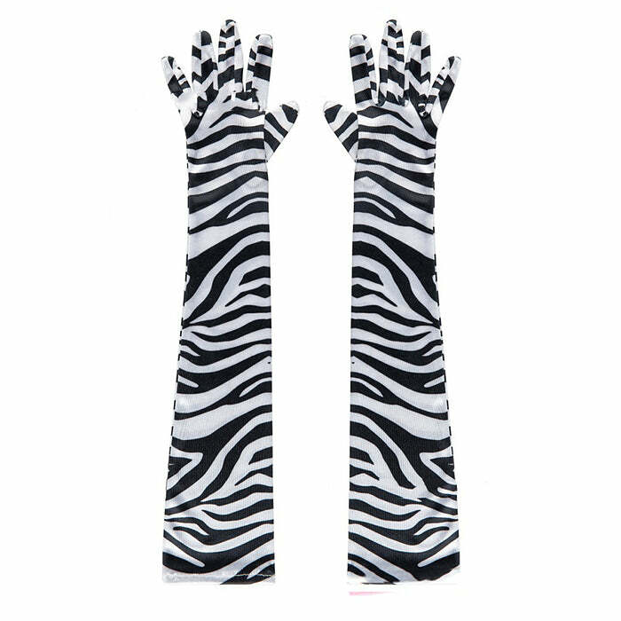 Zebra Pattern Gloves - Cute 2000s Outfits, Y2K Fashion Inspiration